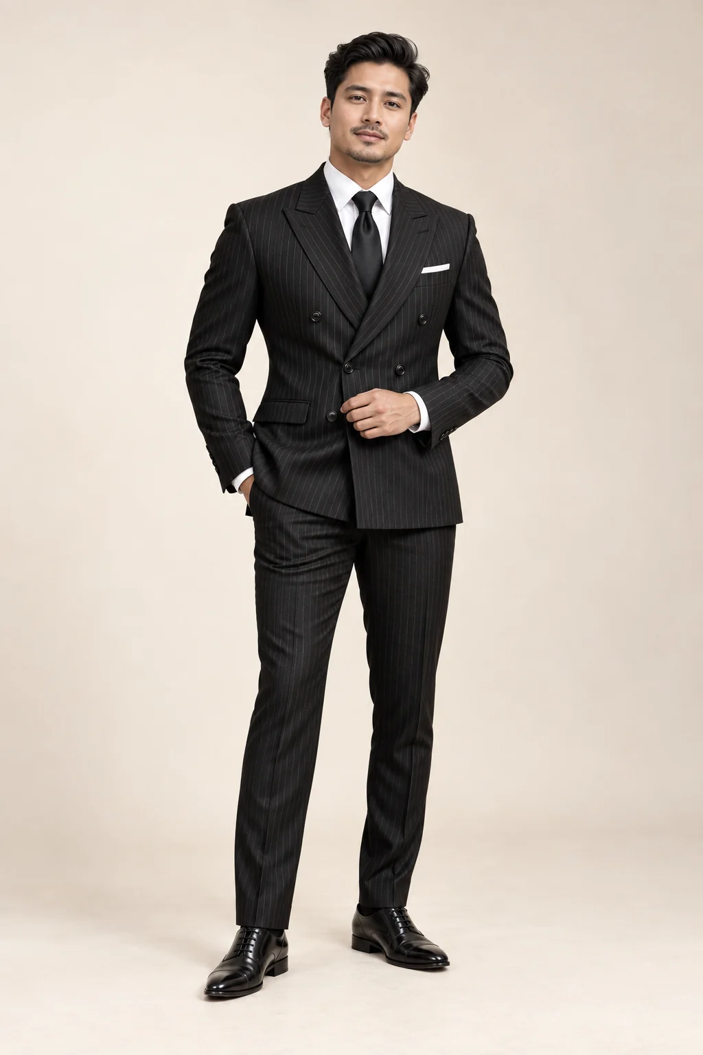 Office Wear · Black pinstripe double breasted · 22