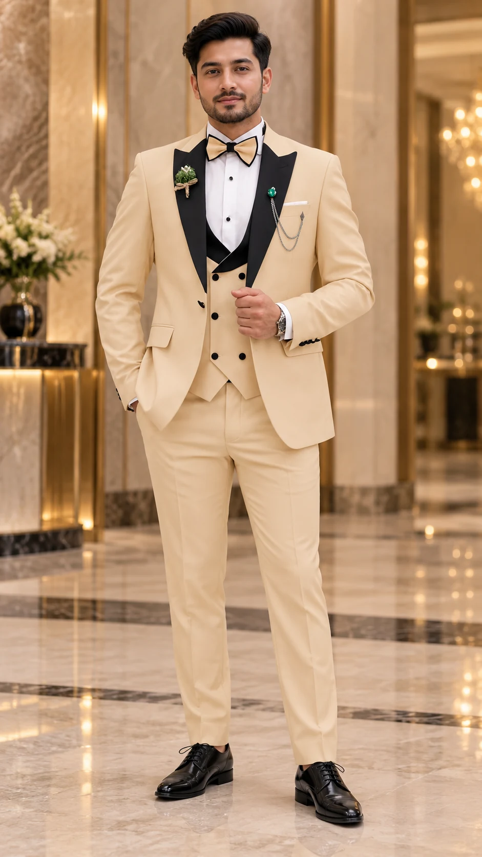 Party Wear · Champagne black three piece · 07