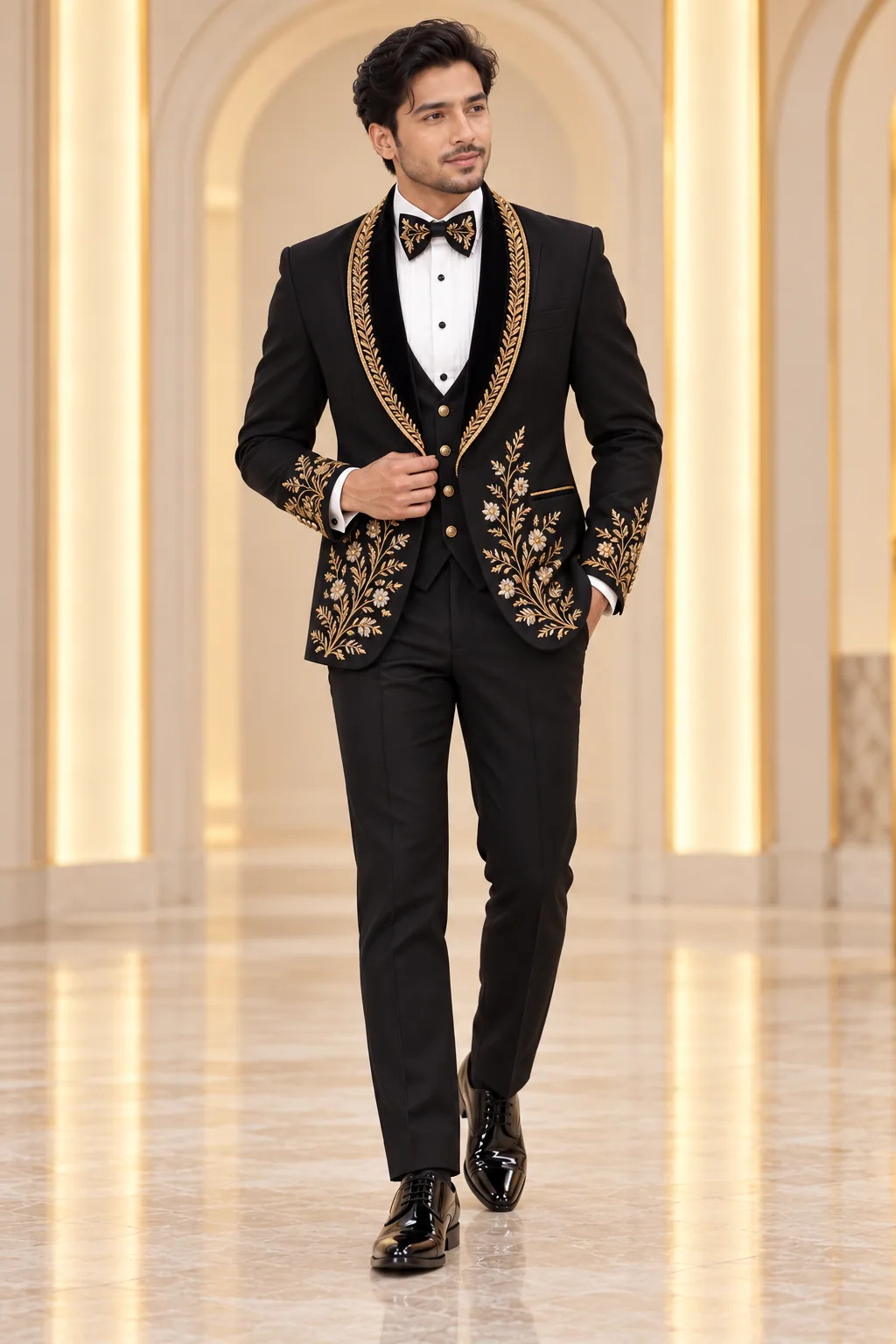 Tuxedos · Black gold embroidered tuxedo · 04
