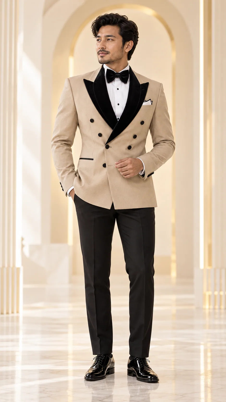 Tuxedos · Sand black lapel tuxedo · 05