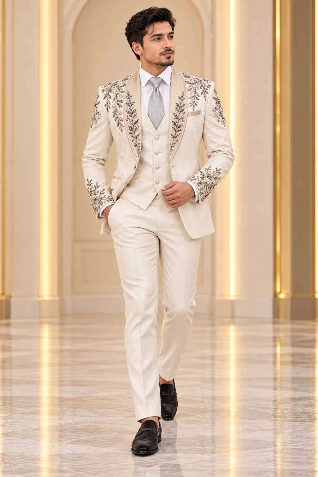 Tuxedos · Ivory silver embroidered suit · 18