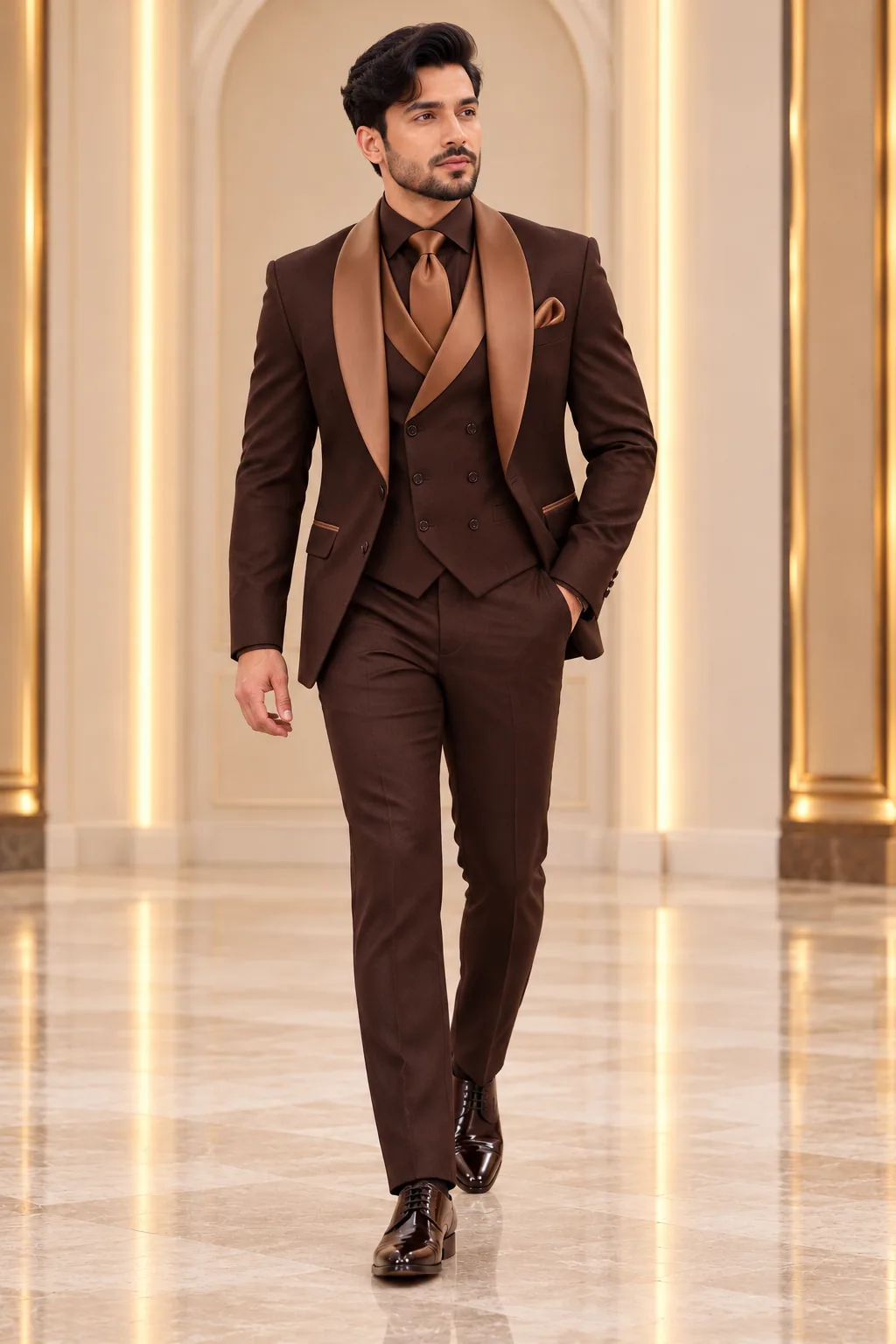 Tuxedos · Chocolate brown three piece suit · 19